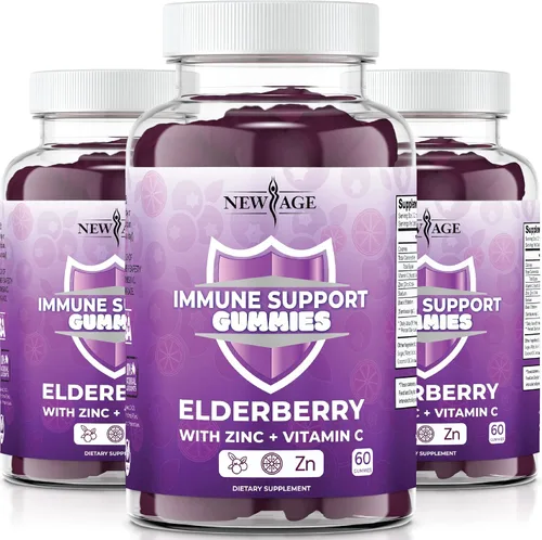 Vista 8 de NEW AGE Gomitas de apoyo al sistema inmunológico, gomitas Sambucus Black Elderberry con vitamina C y zinc (60 unidades (paquete de 1))