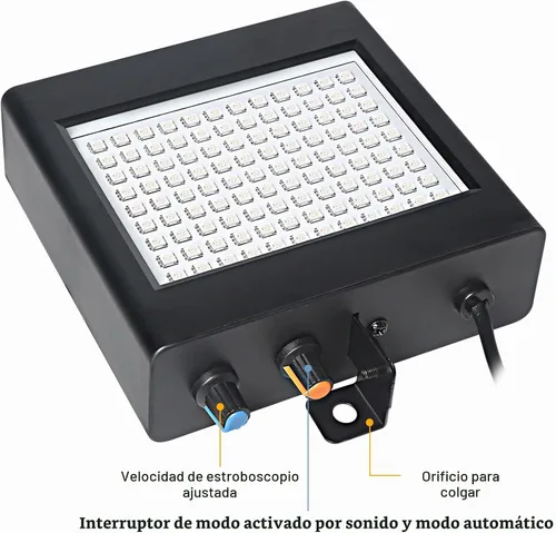 Vista 4 de Luz estroboscópica de 108 LED a todo color con control remoto para Halloween, fiesta y habitación, mini luces intermitentes Blanco (108led White)