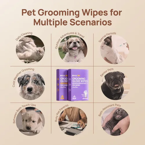 Vista 9 de HICC PET - Toallitas de limpieza para guantes profesionales para perros y gatos, 6 piezas de aroma a coco.