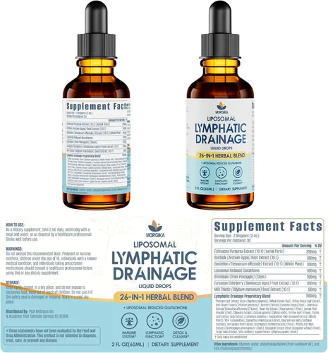 Vista 9 de Gotas de drenaje linfático 26 en 1, soporte antiinflamatorio y linfático