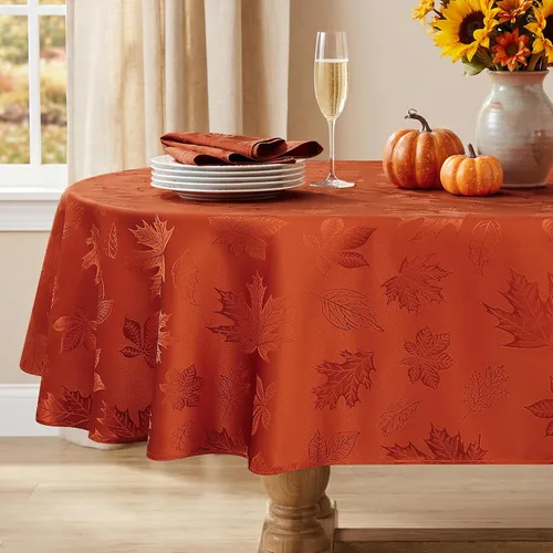 Vista 15 de Softalker - Mantel navideño de jacquard, mantel rectangular de damasco vintage de invierno, mantel de poliéster impermeable con copos de nieve