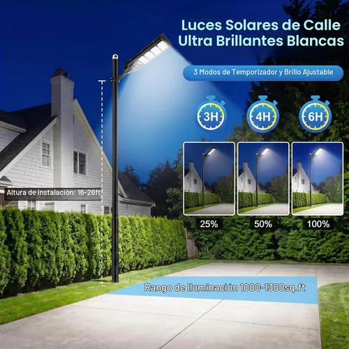 Vista 2 de LANGY 2PACK Luces solares de calle para exteriores 200000 lúmenes con control remoto, sensor de movimiento de atardecer a amanecer, lámpara solar