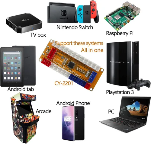 Vista 2 de SJJX Arcade Game USB Encoder Zero Delay Gamepad Botón Joystick Controlador para Nintendo Switch PC PS3 Raspberry Pi