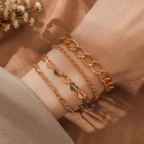Vista 171 de Long tiantian Pulsera de oro gruesa para mujer, pulseras de oro delicadas, pulseras para mujer, pulseras apilables de eslabones de cadena