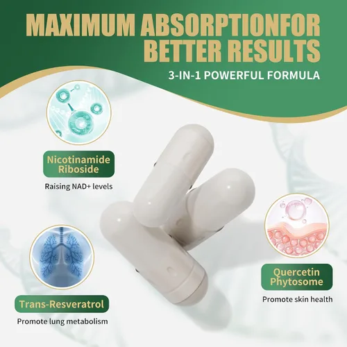 Vista 5 de BAKAKOUL Suplemento NAD – Ribosida de nicotinamida liposomal, resveratrol, quercetina, NAD nicotinamida ribósido resveratrol 900 mg, suplemento NAD+