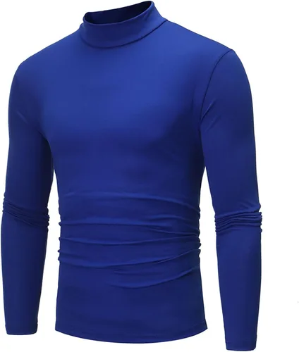 Vista 9 de Shirts for Men Slim Fit Long Sleeve Solid Underwear Shirt Causal Fashion High-Neck Fall Winter Loose Pullover Top