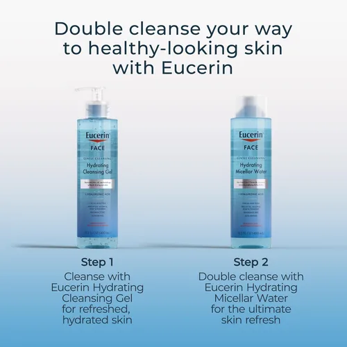 Vista 9 de Eucerin Agua micelar hidratante de limpieza facial con ácido hialurónico, limpiador facial y removedor de maquillaje, sin fragancia y no seca