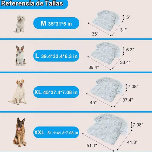 Vista 5 de Lujoso Protector de Sofá para Perros con Cama de Espuma Viscoelástica, Funda de Sofá de Felpa Esponjosa Extraíble y Lavable para Perros, Sofás Cama