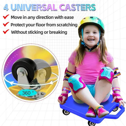 Vista 5 de 4 piezas de patinete deportivo con asas para niños, ruedas de plástico que no dañan el suelo, patineta, patineta, patineta, niño, niña, gimnasio