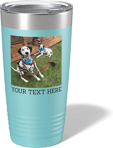 Vista 18 de Vaso personalizado de 20 onzas (17 colores) con foto impresa con aislamiento térmico de acero inoxidable recubierto de polvo con tapa, regalo