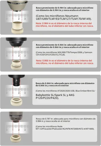 Vista 8 de SUUNTOK Soporte Antivibración de Micrófono Universal Soporte de Micrófono Araña de Grabación Compatible con Muchos Micrófonos de Condensador como