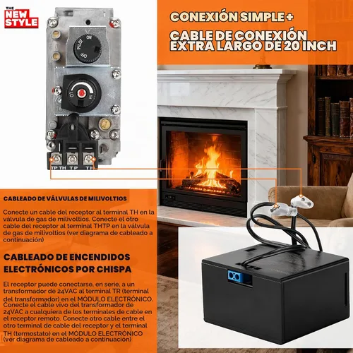 Vista 7 de Kit de control remoto para chimenea de gas, control remoto de encendido/apagado, para sistema de válvula de milivoltio, reemplazo para skytech