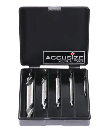Vista 10 de Accusize - Juego de brocas centrales largas, #1-#5, 3/64"-3/16", 5-Pc, M2 HSS, 3560-1001 4.0 in OAL, Acero de Alta Velocidad M2, Estilo Liso