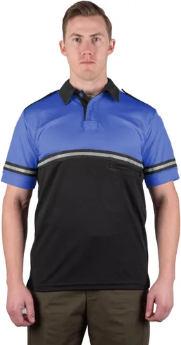 Vista 4 de First Class Camisa de patrulla de bicicleta de dos tonos con rayas reflectantes y bolsillo con cremallera