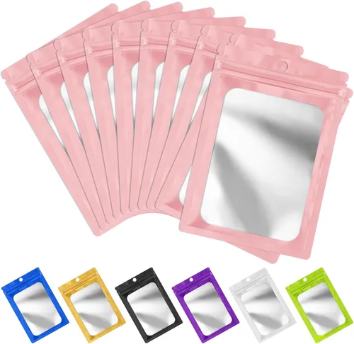 Vista 12 de FUNFERY - Paquete de 100 bolsas resellables de Mylar con ventana transparente esmerilada, bolsa con cremallera a prueba de olores