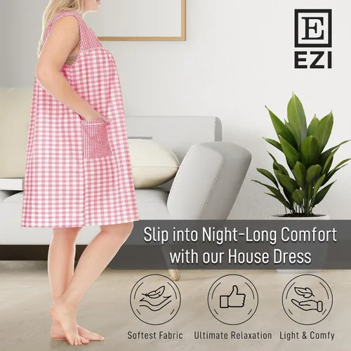 Vista 7 de Ezi Vestido de casa sin mangas con cremallera para mujer