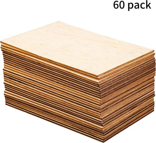Vista 9 de Ruisita 60 piezas rectangulares de madera sin terminar de 6 x 4 pulgadas, esquinas afiladas en blanco para proyectos hechos a mano y decoración