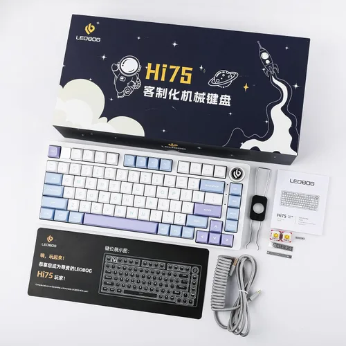 Vista 9 de EPOMAKER x LEOBOG Hi75 Teclado mecánico con cable de aleación de aluminio, teclado programable para juegos montado en una junta con perilla