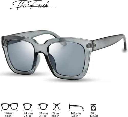 Vista 3 de The Fresh Flat Lens Retro Gafas de sol cuadradas de gran tamaño para mujer