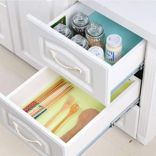 Vista 7 de Paquete de 10 alfombrillas para refrigerador, forros lavables para refrigerador, fáciles de limpiar, antideslizantes, sin BPA, colorido