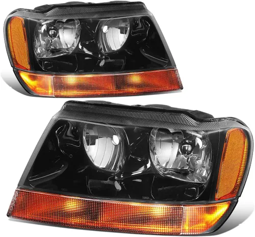 Vista 8 de Auto Dynasty Conjunto de faros delanteros compatible con Jeep Grand Cherokee WJ 1999-2004, reemplazo de faros halógenos del lado del conductor