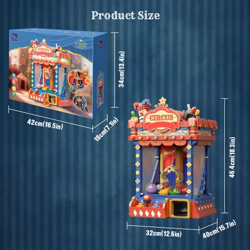 Vista 7 de PANTASY Kit de Construcción de Máquina de Garra de Circo Retro, Modelo de Bloques de Máquina Arcade Estilo Arcade con Luces y Música, Set