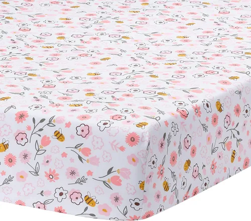 Vista 14 de Lambs & Ivy Baby Blooms Acuarela Floral/Mariposa Sábana Bajera de Algodón Ajustable para Cuna