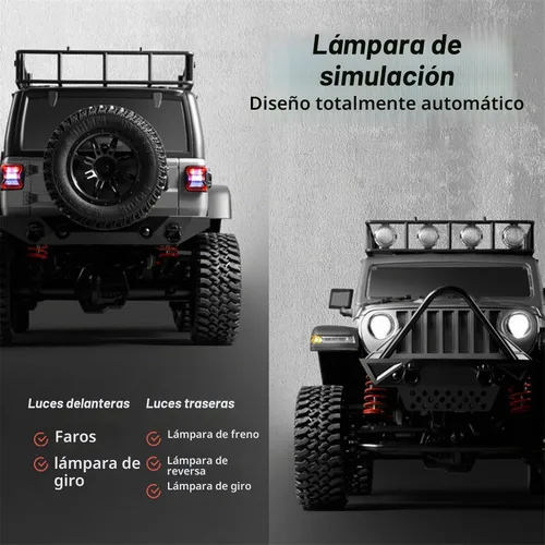 Vista 6 de GoolRC 1:12 escala 4 ruedas coche de control remoto, camión todoterreno con luces, 2.4G control remoto oruga Negro