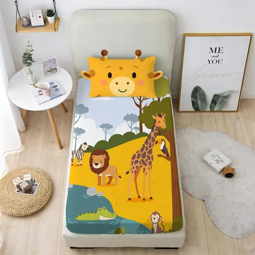 Vista 13 de MUSOLEI Sábanas Panda Sábanas ajustadas Lindas hojas de cama con conjunto de cama de animales 3D con orejas para niñas Conjunto de cama individual