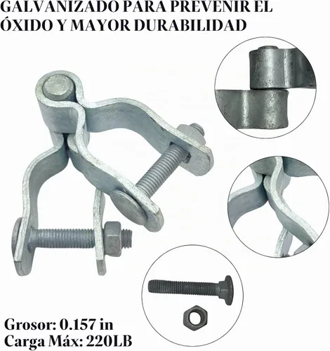 Vista 4 de Bisagra de poste de puerta de valla de enlace de cadena de 1-3/8 pulgadas, cerca galvanizada, 4 piezas para marcos de panel de tubería de 1.2