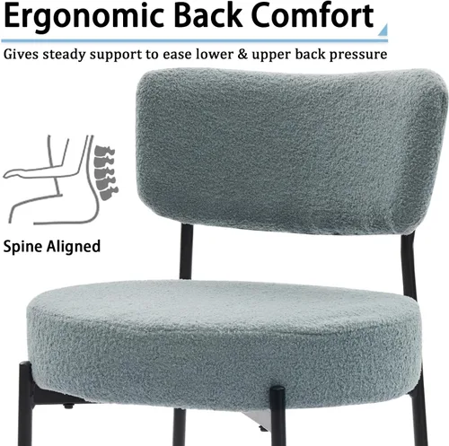 Vista 5 de Grey Boucle - Juego de 4 sillas de comedor modernas de mediados de siglo con respaldo curvado y patas de metal, sillas de comedor tapizadas redondas