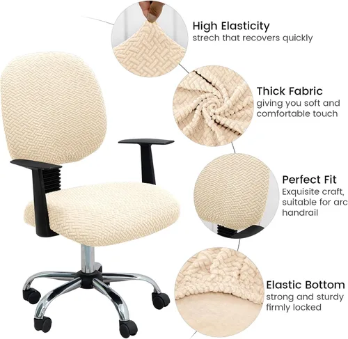 Vista 3 de MIFXIN - Fundas elásticas para silla de oficina de Jacquard, 2 piezas para sillas de escritorio o de la computadora, protector universal