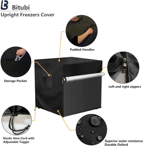 Vista 3 de Bitubi Cubierta vertical para congeladores, funda para refrigerador al aire libre, impermeable, a prueba de polvo, a prueba de sol, 20 pulgadas