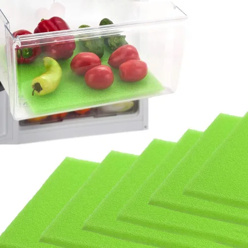 Vista 8 de Dualplex® Fruit & Veggie Life Extender Liner for Fridge Refrigerator Drawers, 13 x 10.5 Inches (4 Pack) – Extends the Life of Your Produce & Verde