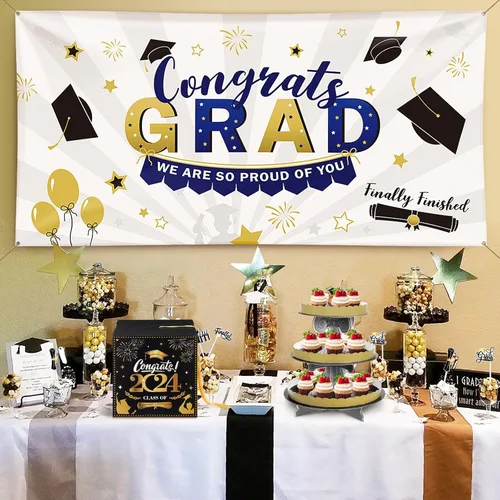 Vista 8 de BESTOYARD Caja de tarjetas de graduación 2024 Clase de 2024 Congrats Grad, caja de tarjetas de invitación, suministros para fiesta de graduación 2024