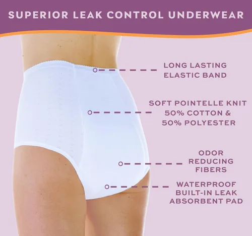 Vista 7 de Paquete de 3 bragas reutilizables de máxima absorción para mujer, color blanco, negro, ciruela SM (se adapta a cadera: 35-37)