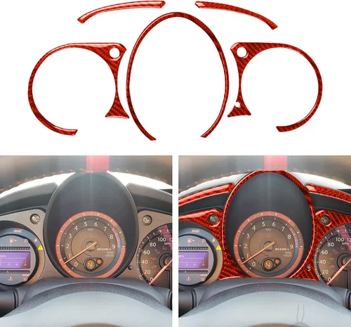 Vista 24 de Adhesivo decorativo de fibra de carbono suave para el interior del automóvil, velocímetro de control central, compatible con Nissan 370Z Z34 2019