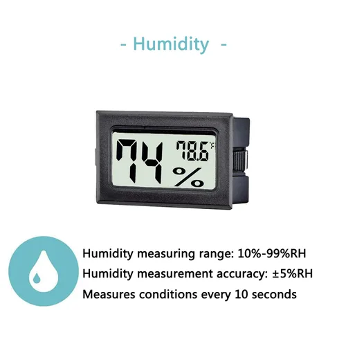 Vista 3 de Paquete de 6 mini termómetro digital higrómetro, medidor de temperatura y humedad en interiores, monitor Fahrenheit (℉) para el hogar, invernadero