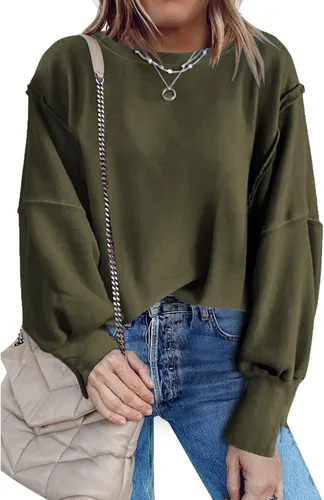 Vista 2 de Sudaderas casuales de manga larga con cuello redondo para mujer, con bolsillos, casual, para otoño 2023