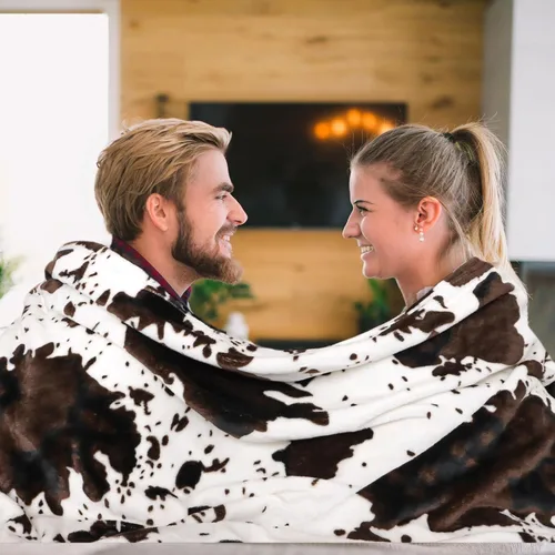 Vista 2 de Manta de vaca para niños de 40 x 50 pulgadas, ropa de cama de forro polar ultrasuave para niños y niñas, manta ligera para cochecito de bebé, bonita