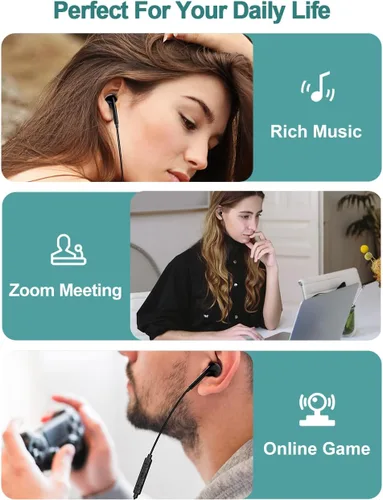 Vista 3 de DUKABEL Auriculares USB con cable, auriculares USB con micrófono para PCPS4PS5, auriculares estéreo intrauditivos de 6 pies con control de volumen