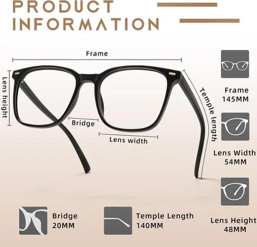 Vista 7 de Gafas cuadradas de gran tamaño con bloqueo de luz azul para mujeres y hombres, antifatiga para monitor de computadora, reducen la fatiga ocular