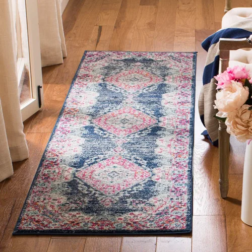 Vista 16 de SAFAVIEH Evoke Collection EVK250A - Alfombra de pasillo, 2 pies 2 pulgadas x 7 pies, color crema y fucsia, diseño oriental Shabby chic, no desprende