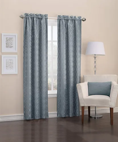 Vista 6 de Sun Zero Viviana Woven Trellis - Cortina con aislamiento térmico, 40 x 84 pulgadas, mineral