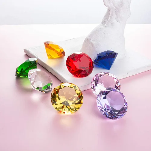 Vista 5 de LONGWIN 1.969 in (2 pulgadas) de diamantes de cristal pirata gemas y joyas pisapapeles decoración de mesa multicolor centro de mesa de Navidad idea