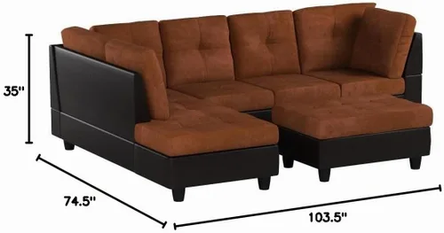 Vista 2 de Beverly Fine Furniture Juego de sofá seccional, marrón chocolate