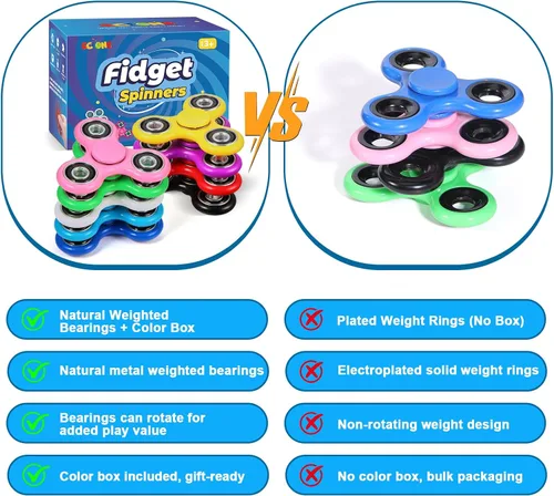 Vista 2 de SCIONE Fidget Spinners, paquete de 25 regalos de fiesta de cumpleaños para adultos y niños, juguetes de caja del tesoro para premios de aula
