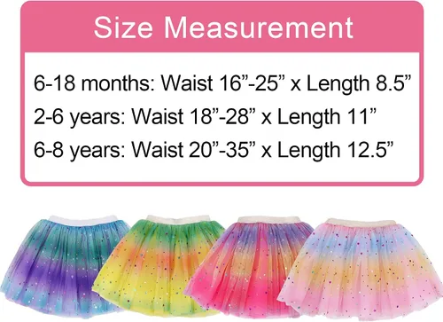 Vista 6 de Simplicity Vestido de ballet de princesa de tul de 4 capas con falda tutú arcoíris para bebé niña
