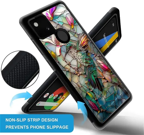 Vista 2 de Compatible con Google Pixel 4A 5G Mobile Case Creative Acrylic Panel trasero Silicona Protección Grip especialmente diseñado para Google Pixel 4A 5G