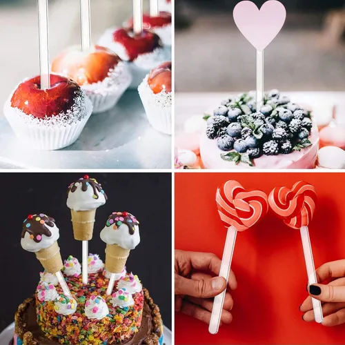 Vista 3 de Palitos acrílicos para tartas – Palitos de crema reutilizables para helados y dulces (50 piezas)
